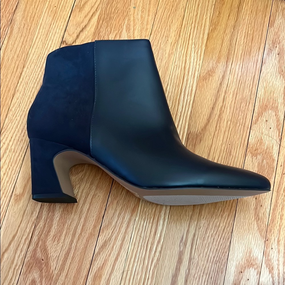 Navy Leather & Suede Ankle Boots